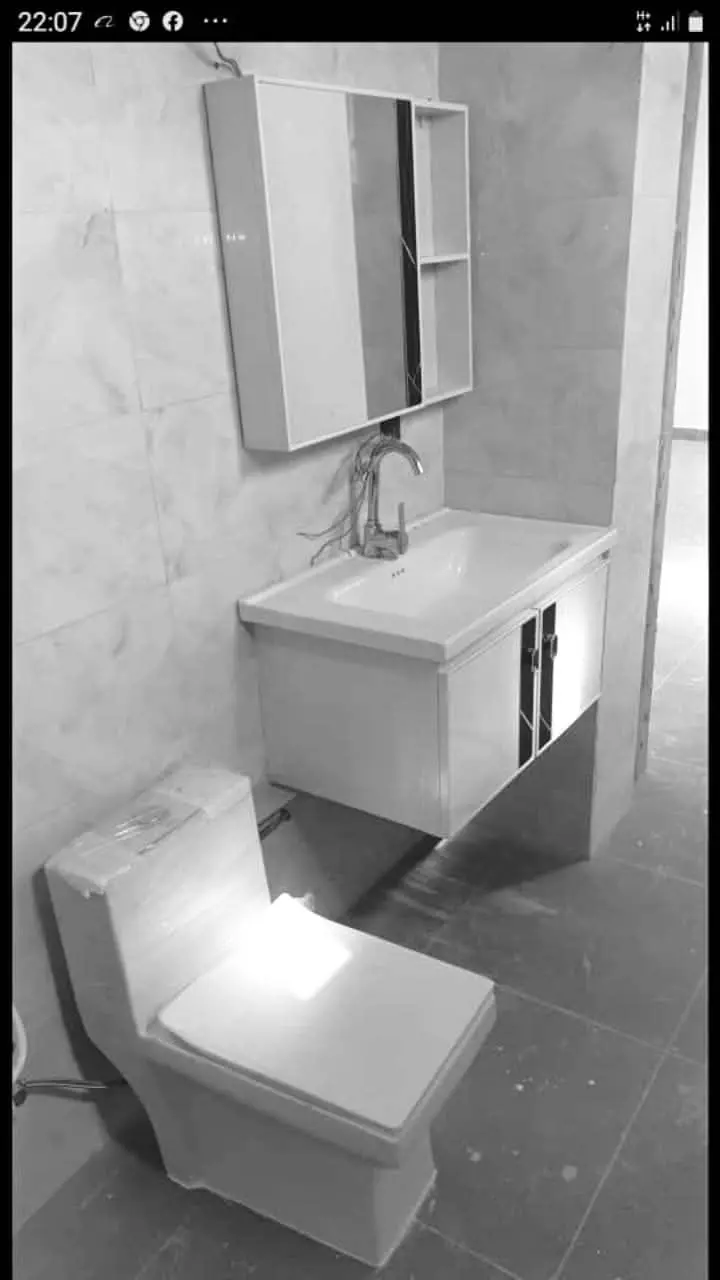 Ensemble sanitaire complet — WC, vasque & miroir